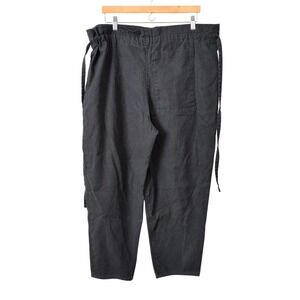 Eli & Barry Black Organic Hemp Canvas Pants Tie Waist Adjustable One Size OS 16